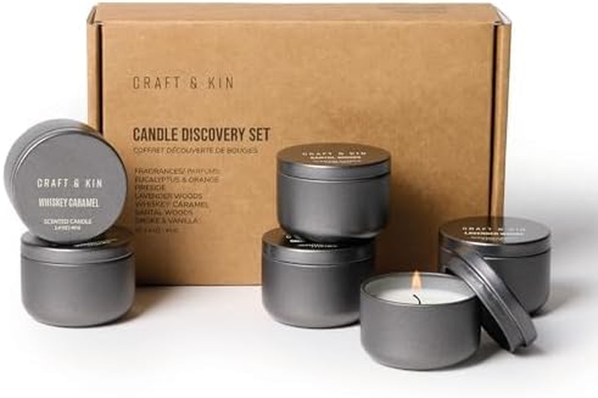 Craft & Kin Premium Pine & Clove Candle | Black Scented Candles for Home | Long Lasting with 45 Hour Burn Time, 7.6Oz | Made with Soy | Aromatherapy at Home | Gifts for Men