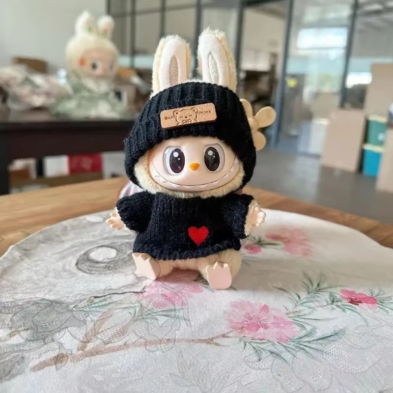 New Doll Clothes Pendant Set, LABUBU Bear Hat Love Sweater Set,Diy Doll Accessories, Fun and Cute Baby Clothes, Christmas Gifts
