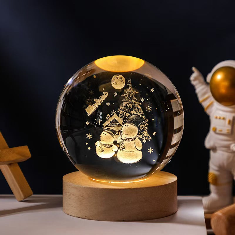 Luminous Starry Sky and Planets Moon Moon Crystal Ball Small Night Lamp Projection Ambience Light Creative Gift New Strange Gift