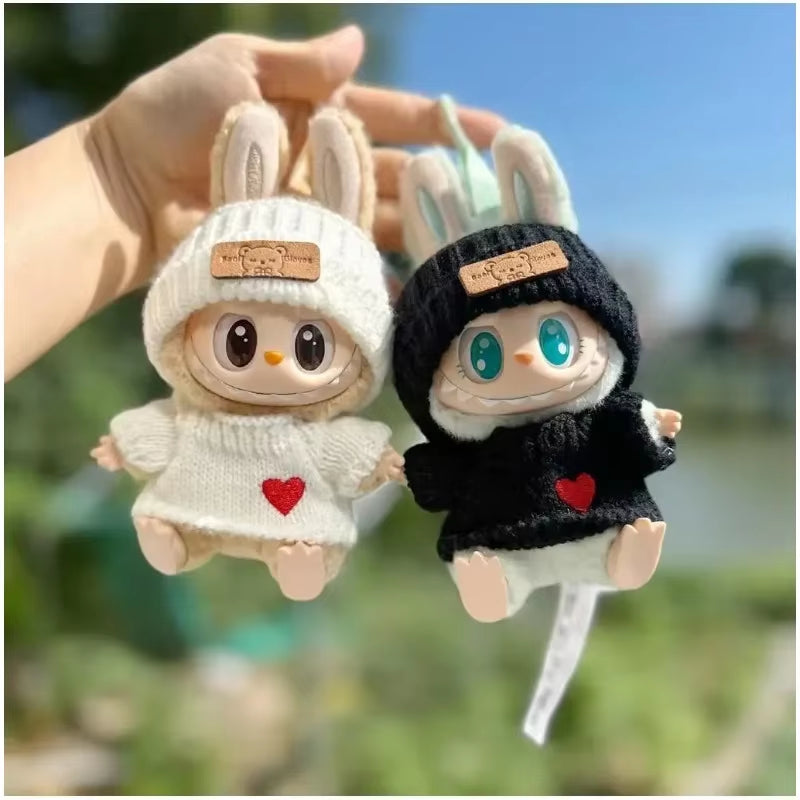 New Doll Clothes Pendant Set, LABUBU Bear Hat Love Sweater Set,Diy Doll Accessories, Fun and Cute Baby Clothes, Christmas Gifts