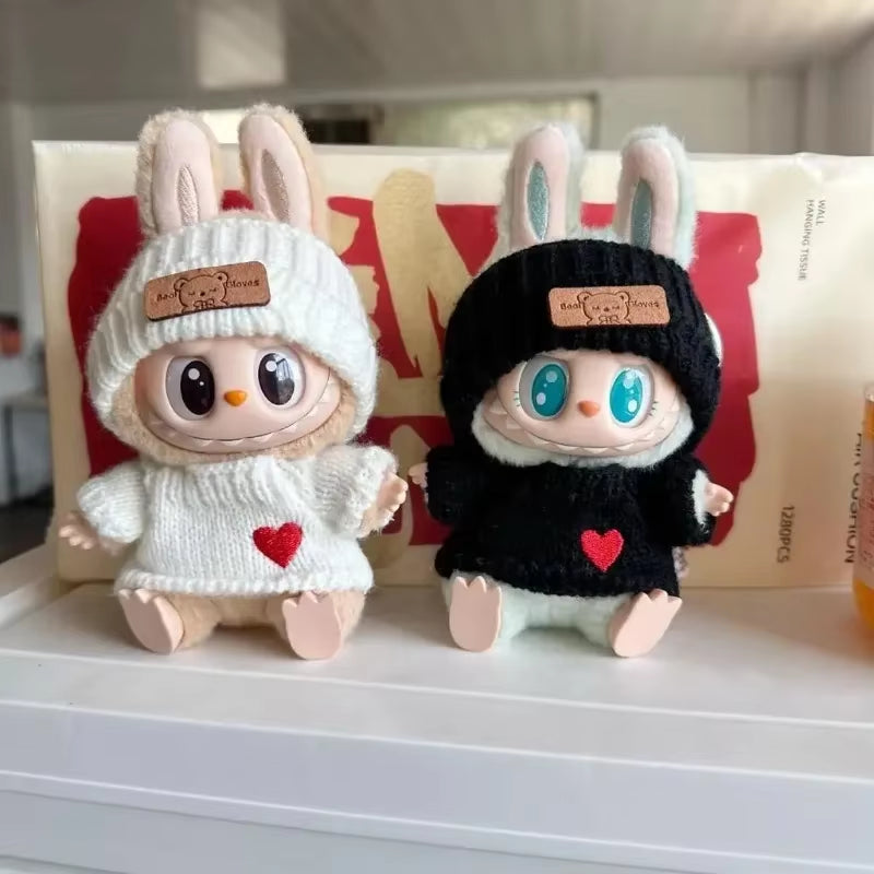 New Doll Clothes Pendant Set, LABUBU Bear Hat Love Sweater Set,Diy Doll Accessories, Fun and Cute Baby Clothes, Christmas Gifts