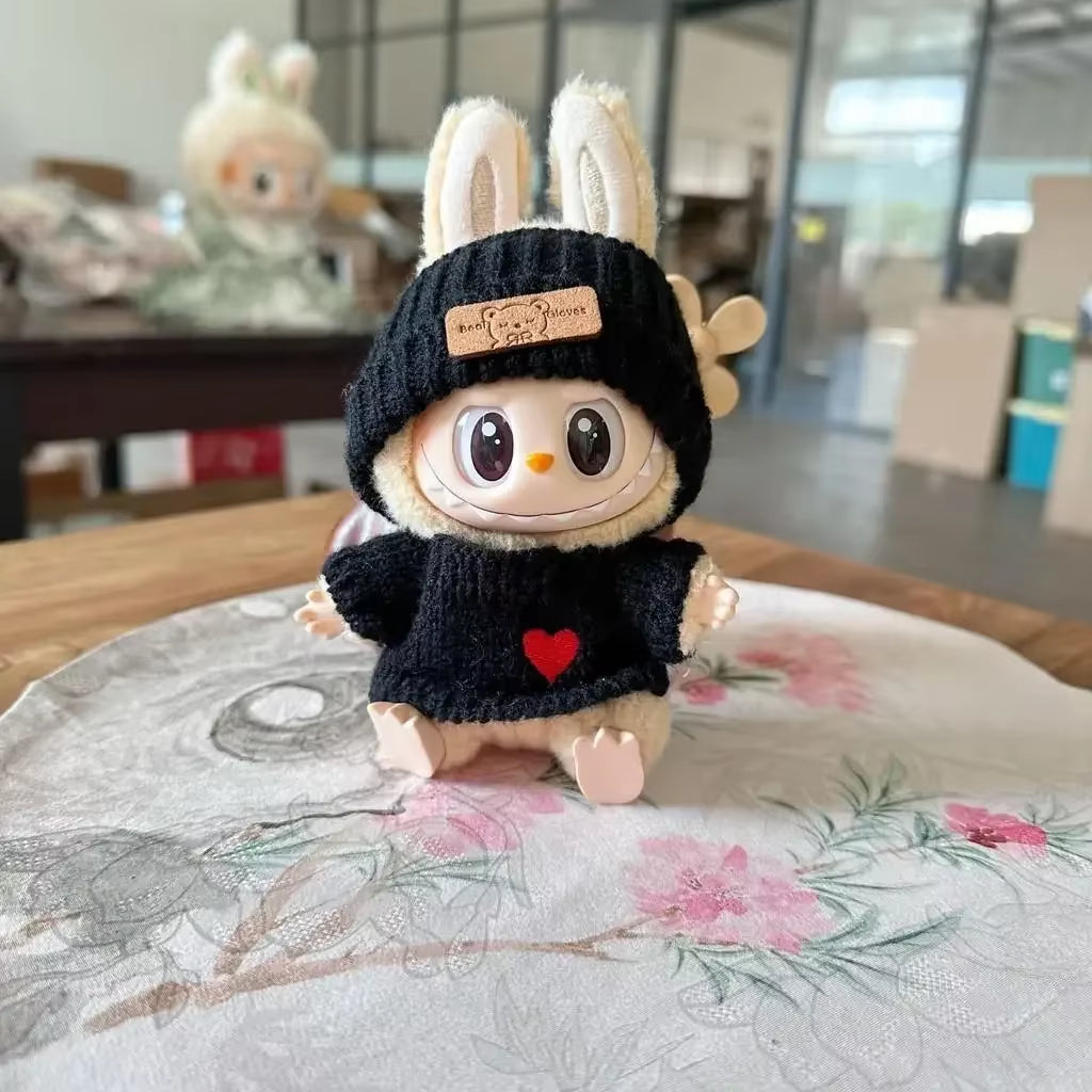 New Doll Clothes Pendant Set, LABUBU Bear Hat Love Sweater Set,Diy Doll Accessories, Fun and Cute Baby Clothes, Christmas Gifts
